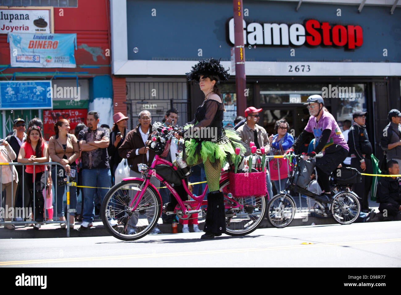 Colorful portrait of Carnaval participant, Mission District, San Francisco, California, USA Stock Photo
