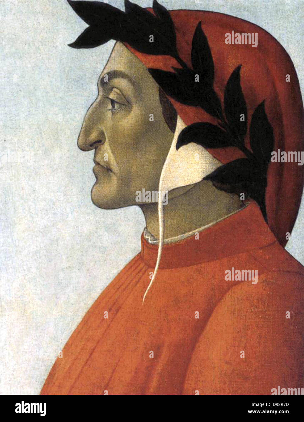 Dante Alighieri (c1265-1321) known as Dante, Italian poet. Portrait c1495 by Sandro Botticelli (c1445-1510) Italian Early Reanaissance painter. Stock Photo