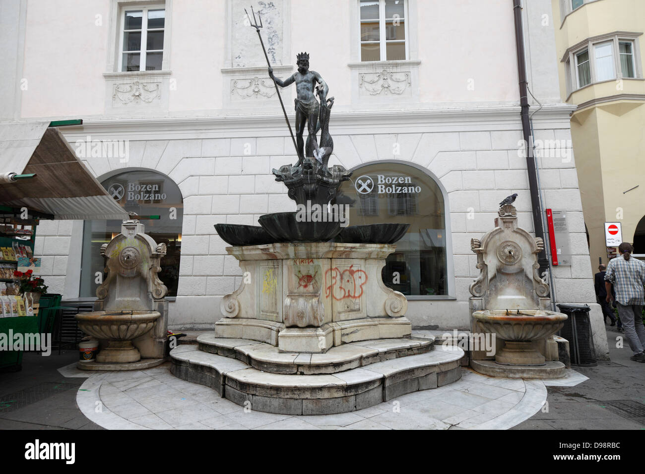 Fountain of Neptune, Bolzano Stock Photo