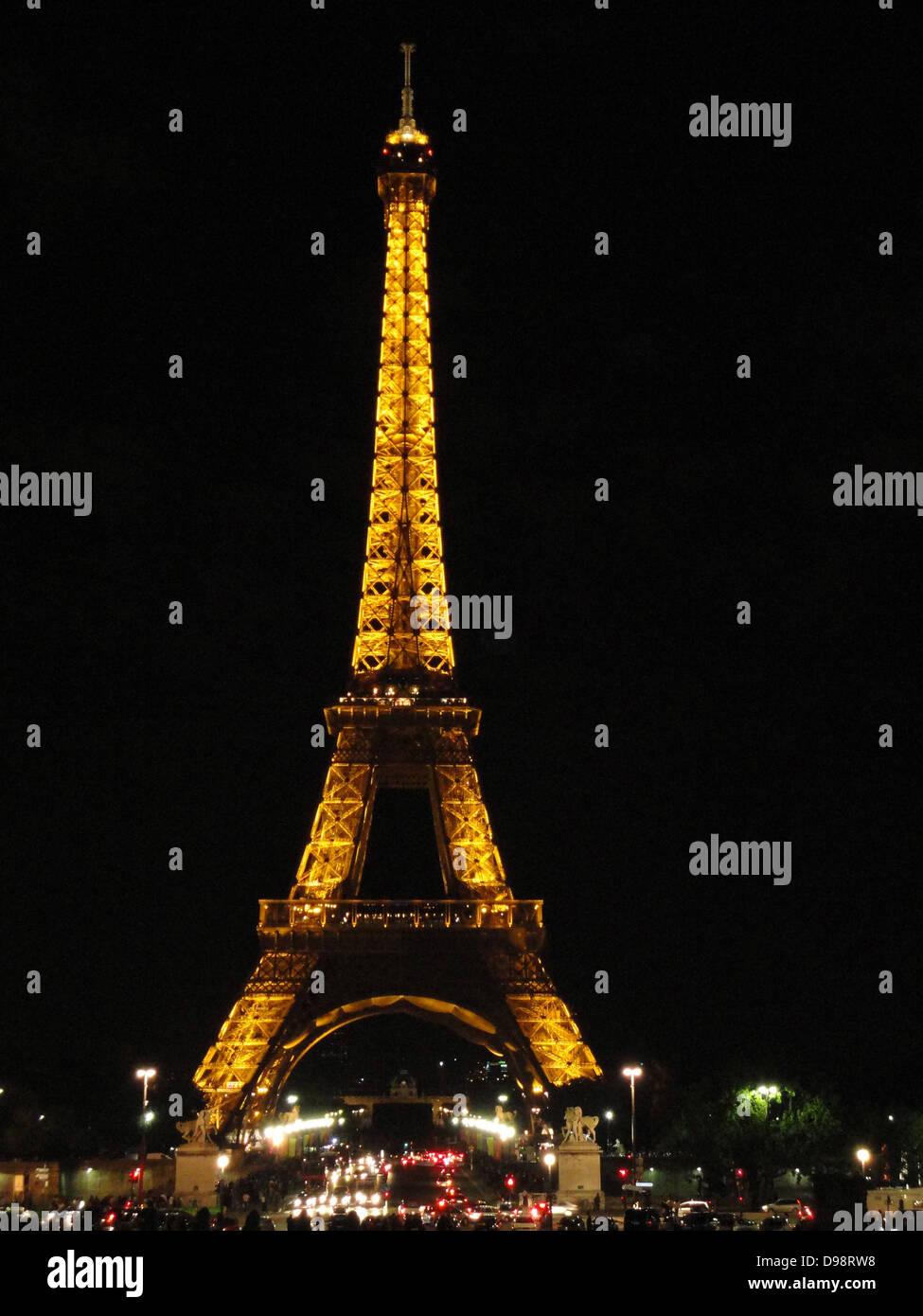 The Eiffel Tower located on the Champ de Mars in Paris. Built in 1889, it has become both a global icon of France and one of the most recognizable structures in the world. Named for its designer, engineer Gustave Eiffel, the tower was built as the entrance arch to the 1889 World's Fair. The tower stands 324 metres (1,063 ft.) tall, about the same height as an 81-story building. Upon its completion, it surpassed the Washington Monument to assume the title of tallest man-made structure in the world, a title it held for 41 years, until the Chrysler Building in New York City was built in 1930; Stock Photo