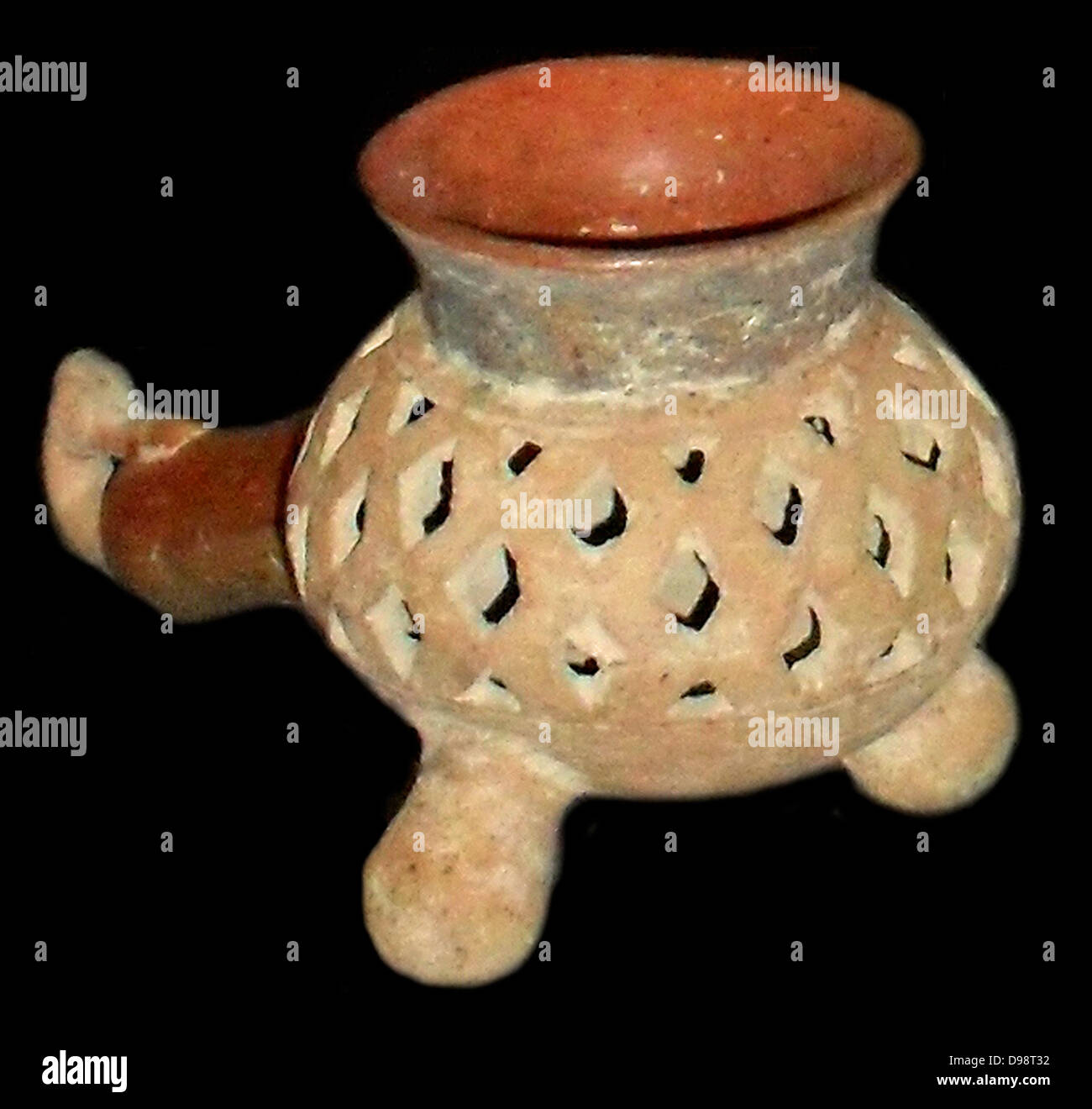 Incense burner in earthenware. Shows a birds head. Aztec 1300-1521 AD. Mexico Stock Photo