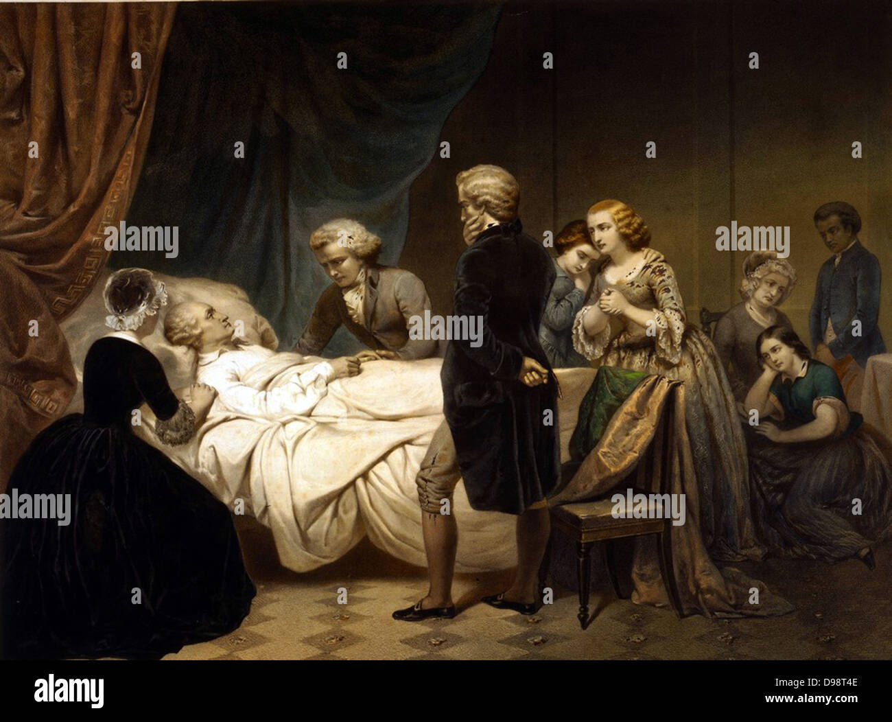 George Washington (1732-1799) lst President of the United States of America (1789-1797). Washington on his deathbed at Mount