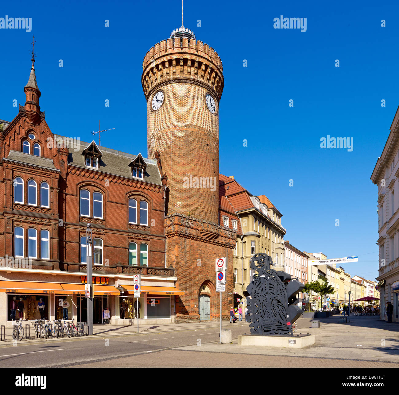 Spremberg Tower and Spremberg Street in Cottbus, Brandenburg, Germany Stock Photo