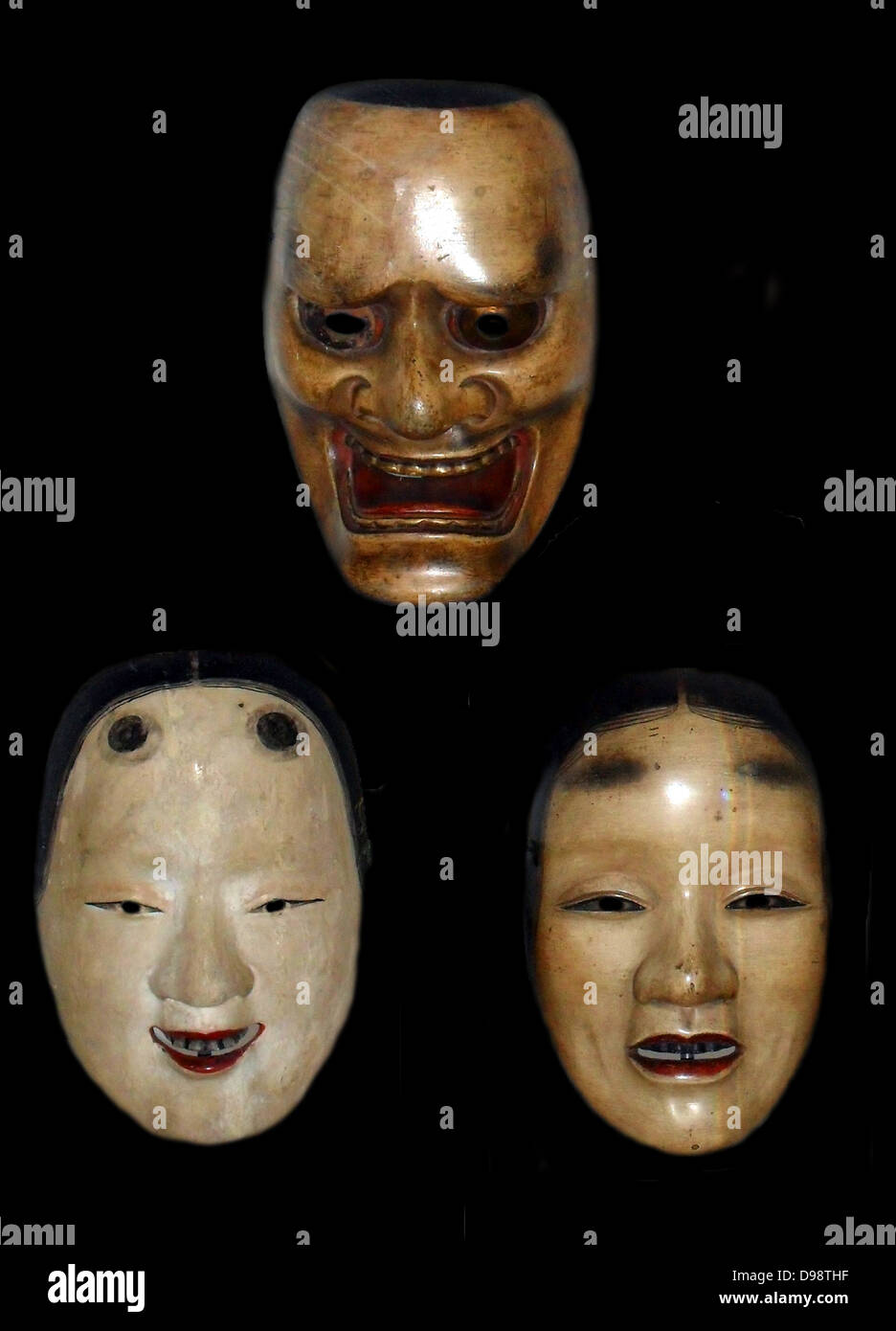 Japanese Noh masks 17th Century Stock Photo - Alamy