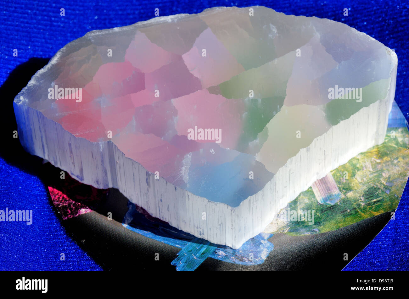 Mineral Gypsum CaSO4.2H2O, variety Satin Spar, transparent fibrous