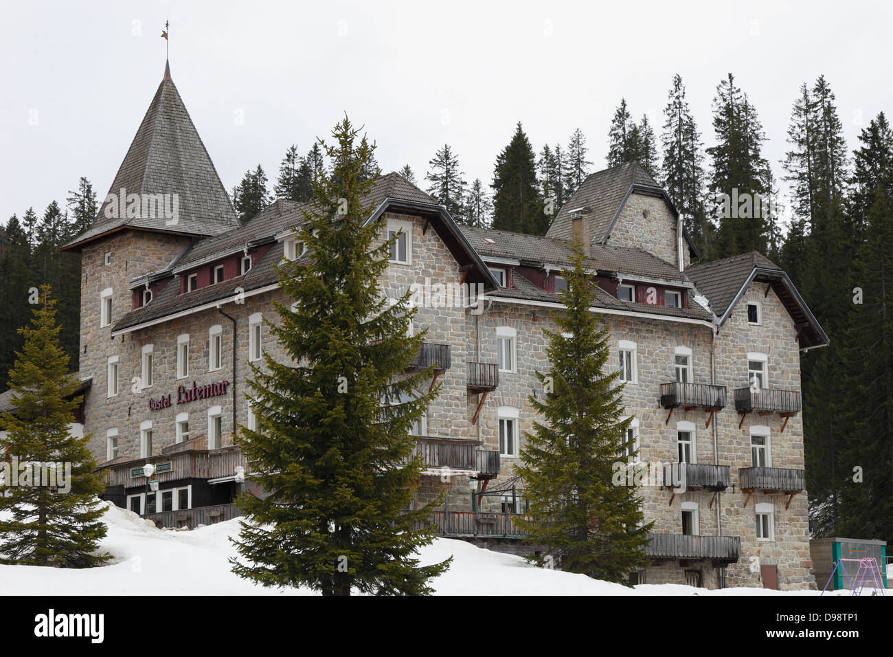 Hotel Latemar architecture,Nova Levante,South Tyrol,Italy Stock Photo