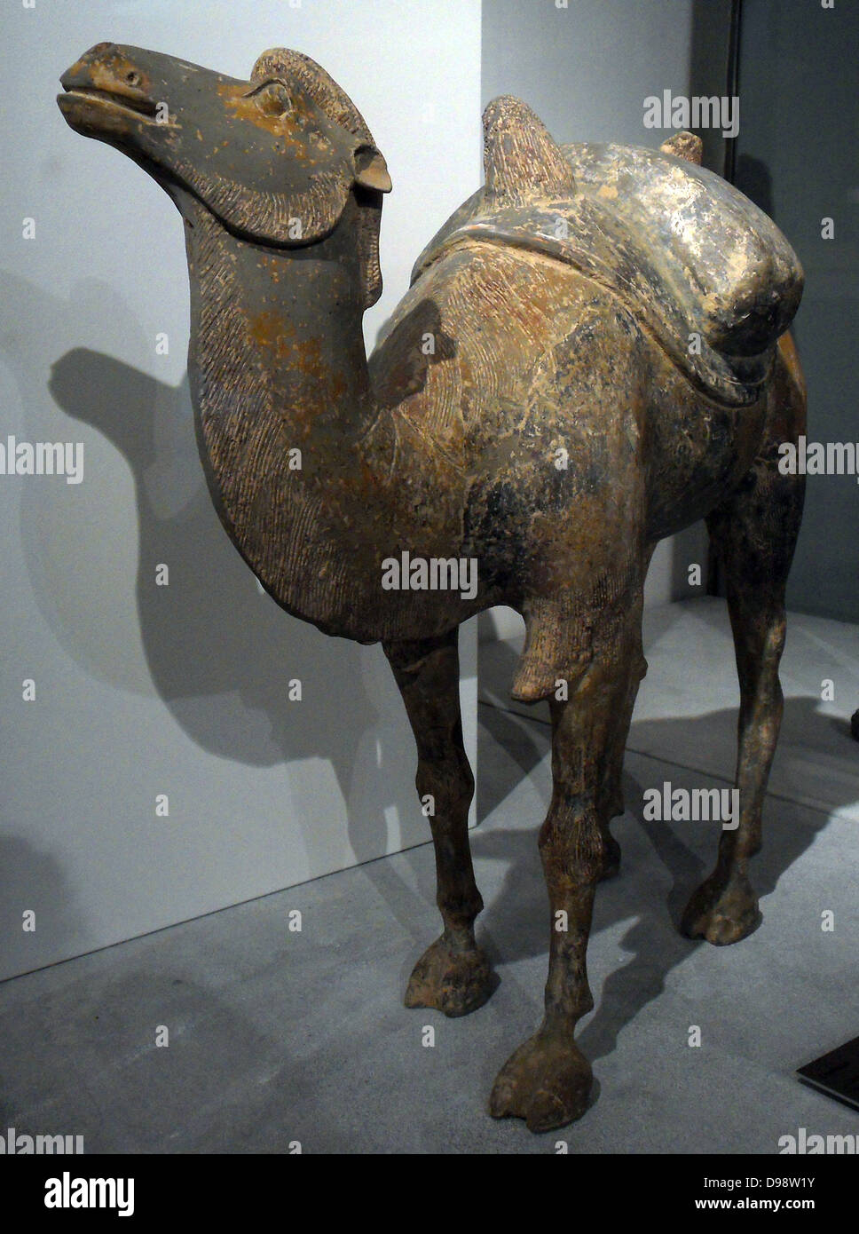 Bactrian camel. Sui dynasty (581-618 AD), Tang dynasty (618-907 AD), terracotta. Chinese Stock Photo