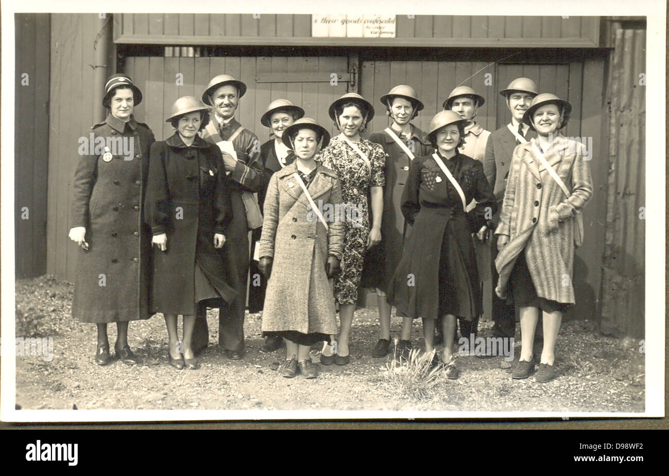 Postcard of local group of World War Two Home Guard recruits Stock Photo