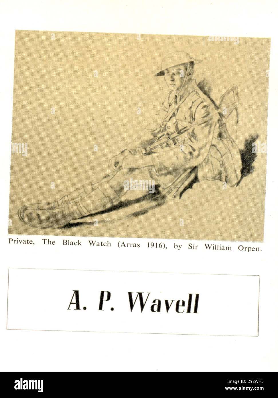 Ex libris , book plate, for A P Wavell later Field Marshall Wavell 1883-1950 by artist Sir William Orpen Stock Photo