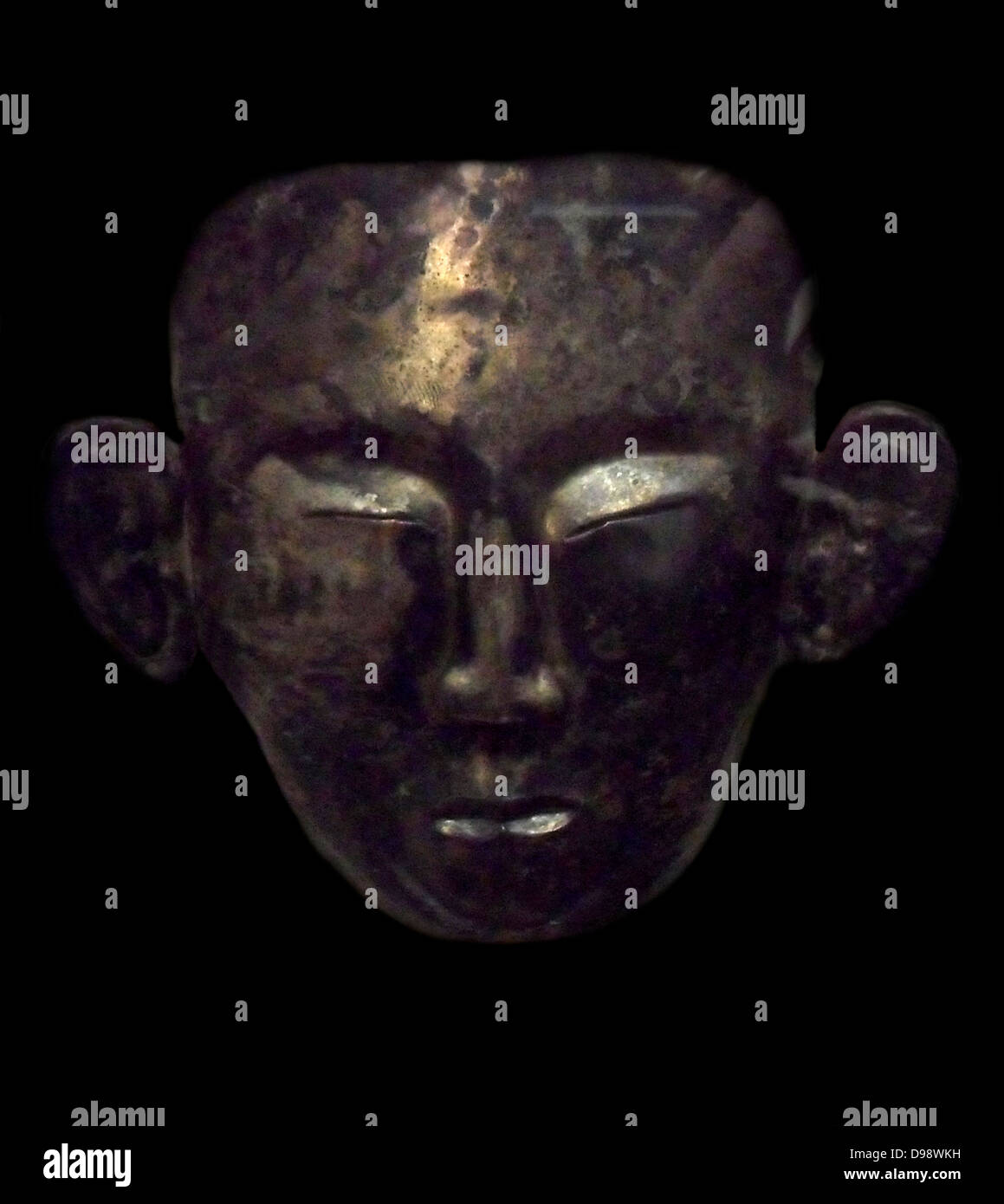 Chinese funerary mask. Liao dynasty (947-1125 A.D) silver Stock Photo 