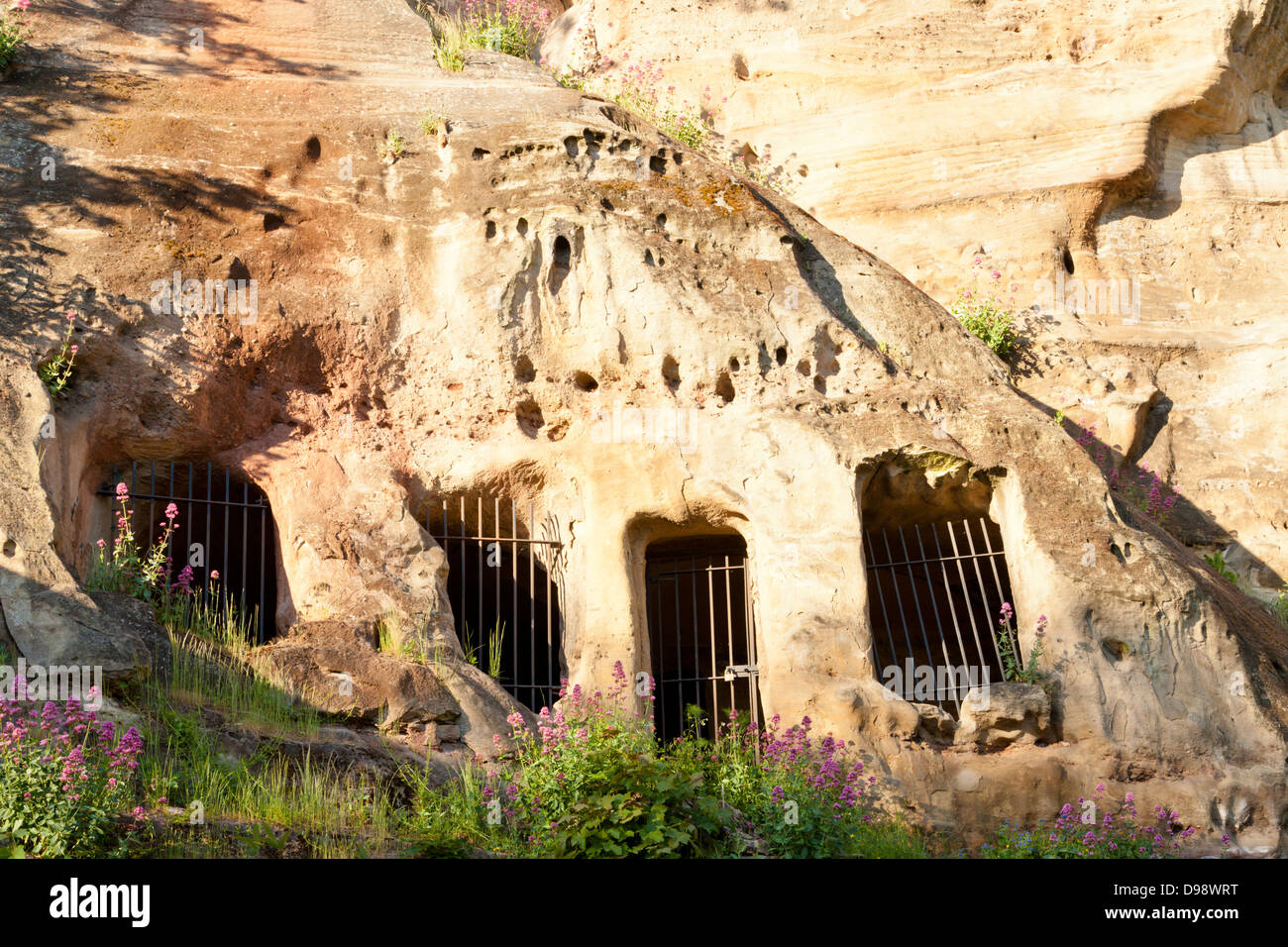 A few of the many sandstone caves in Nottingham, England, UK Stock Photo