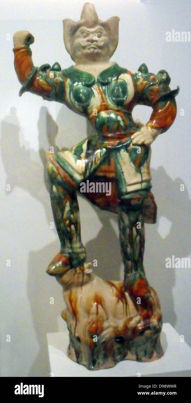 Tomb guard (Zhenmuyong). 8th century, Tang dynasty (618-907 AD) ceramic (materials), glazed terracotta from North China Stock Photo