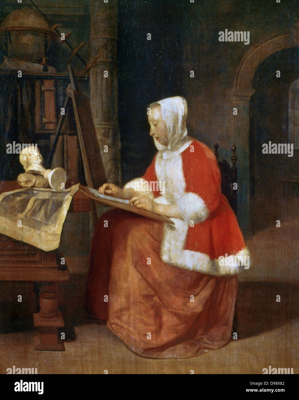 Gabriel Metsu (1629-1667) Dutch painter. The scene illustrates the early stage of an artist's training