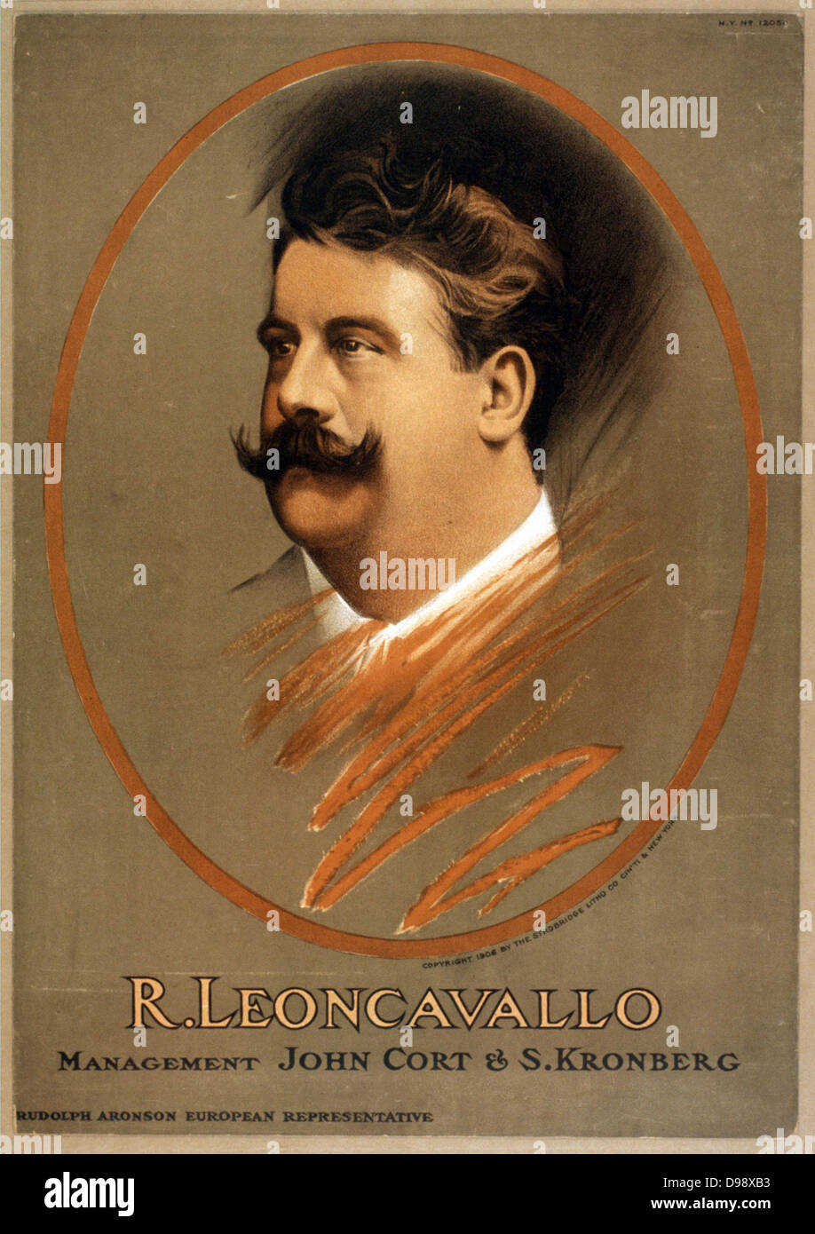 Ruggiero Leoncavallo  1858-1919. Italian opera composer c1906. lithograph Stock Photo