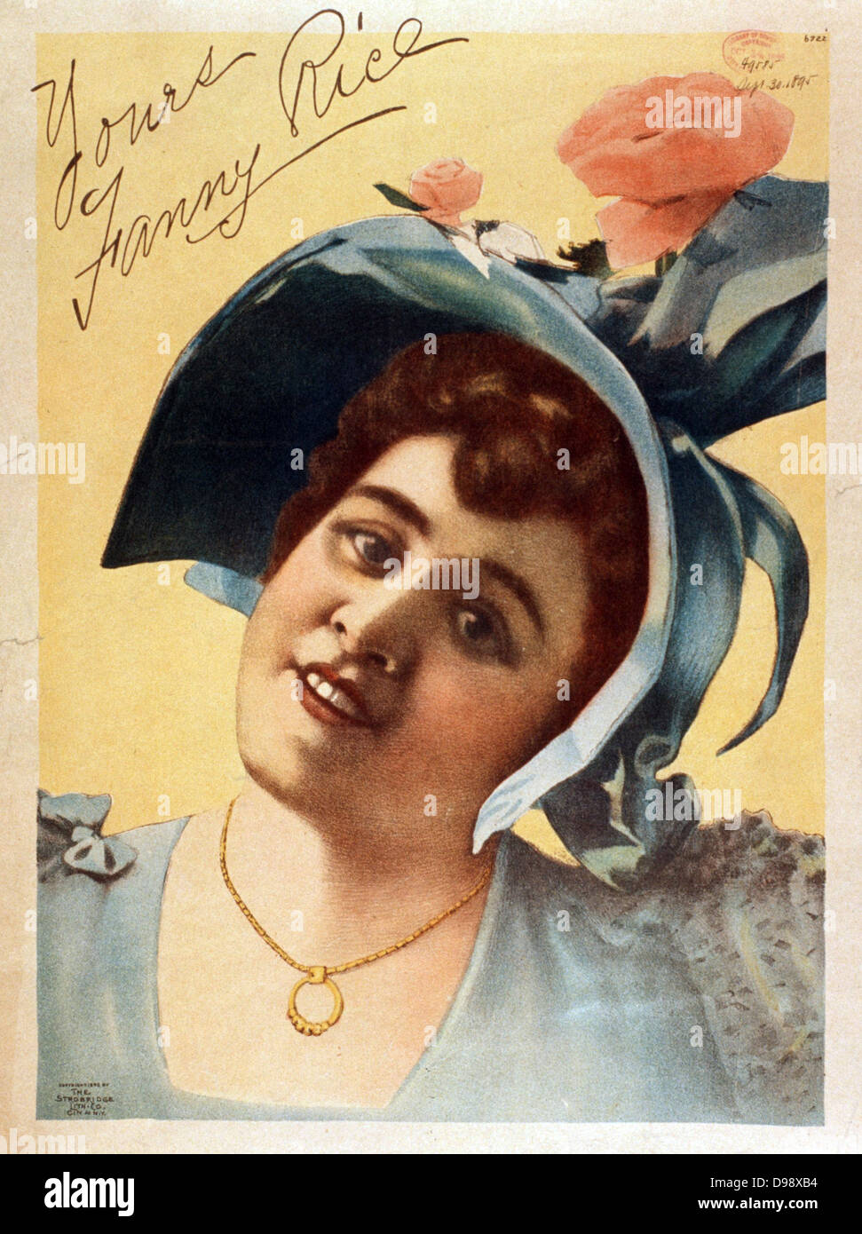 Title: Yours, Fanny Rice , c1895. lithograph depicting Fanny Rice, 1936. Actress. Stock Photo