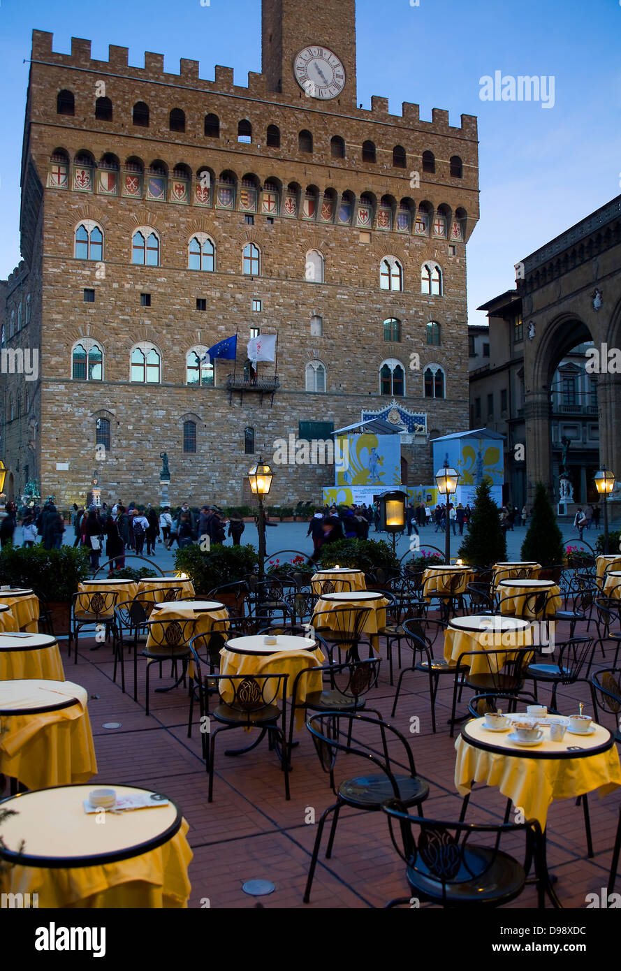 Palazzo Vecchio and Piazza della Signoria.Florence, Tuscany region, Italy, Europe Stock Photo