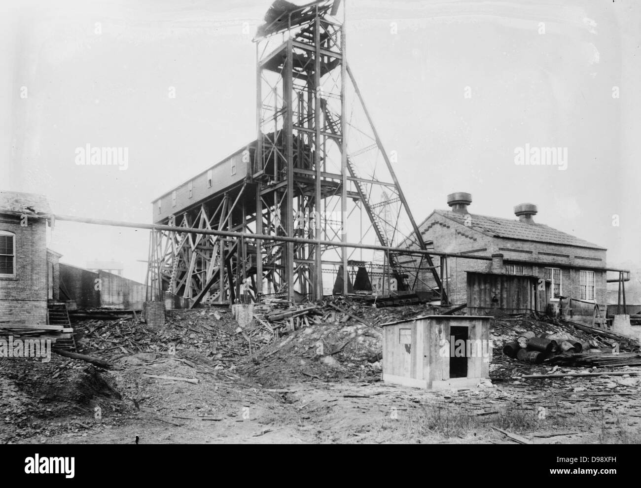 Marianna, PA. mine disaster, wrecked tipple November 30, 1908 Stock Photo