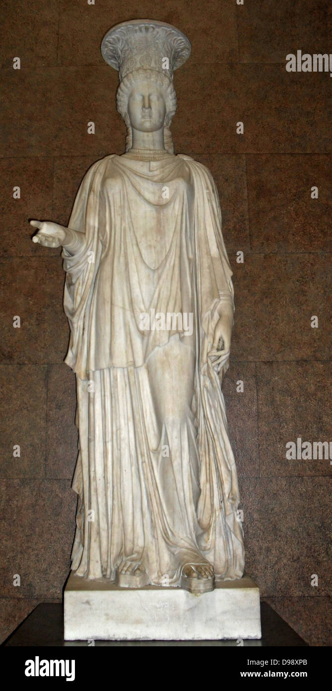 The Townley Caryatid.  In Greek and Roman architecture Caryatids are female figures that stand in place of columns.  This example was found around 1585-90, near the Via Appia, outside Rome. Stock Photo