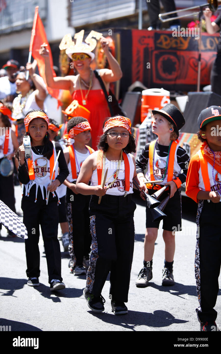 Young children at Carnaval parade in Mission District, San Francisco, California, USA Stock Photo