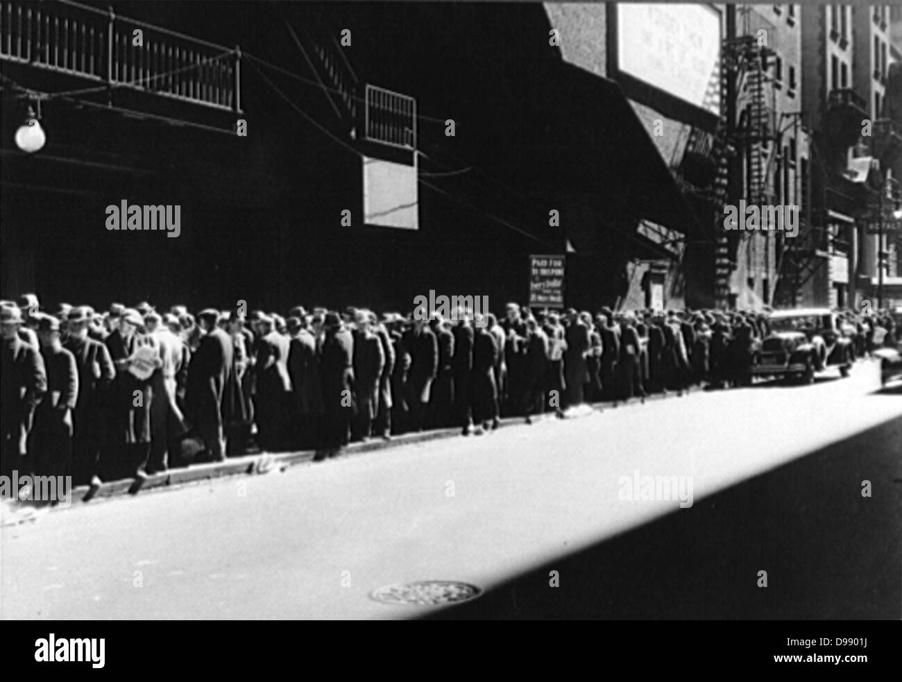 Soup kitchen in the USA 1930's during the Great Depression. Stock Photo