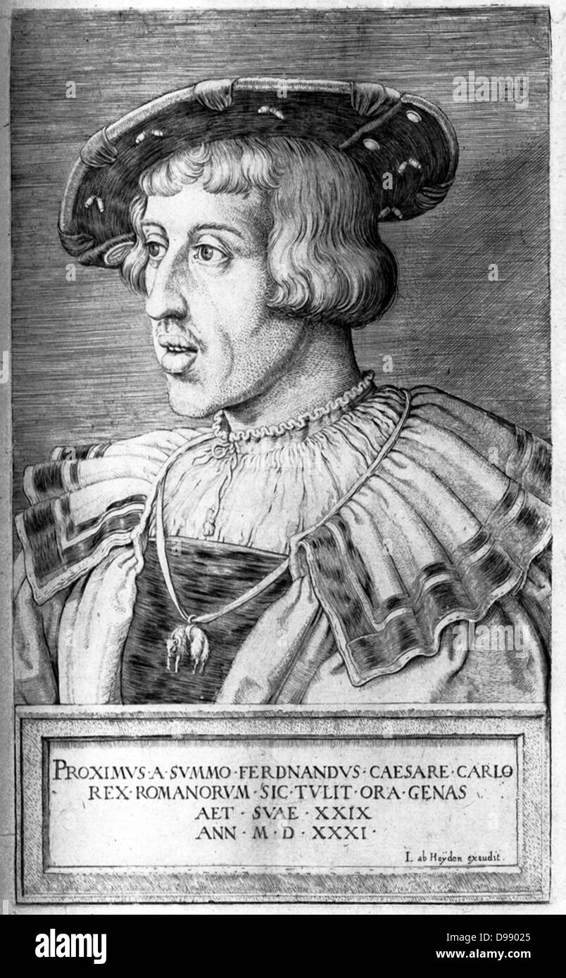 Ferdinand I, Holy Roman Emperor 10 March 1503 – 25 July 1564. Central European monarch from the House of Habsburg. His titles Stock Photo