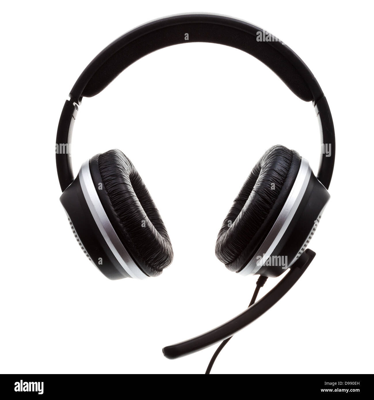 black headphone set isolated on white background Stock Photo Alamy