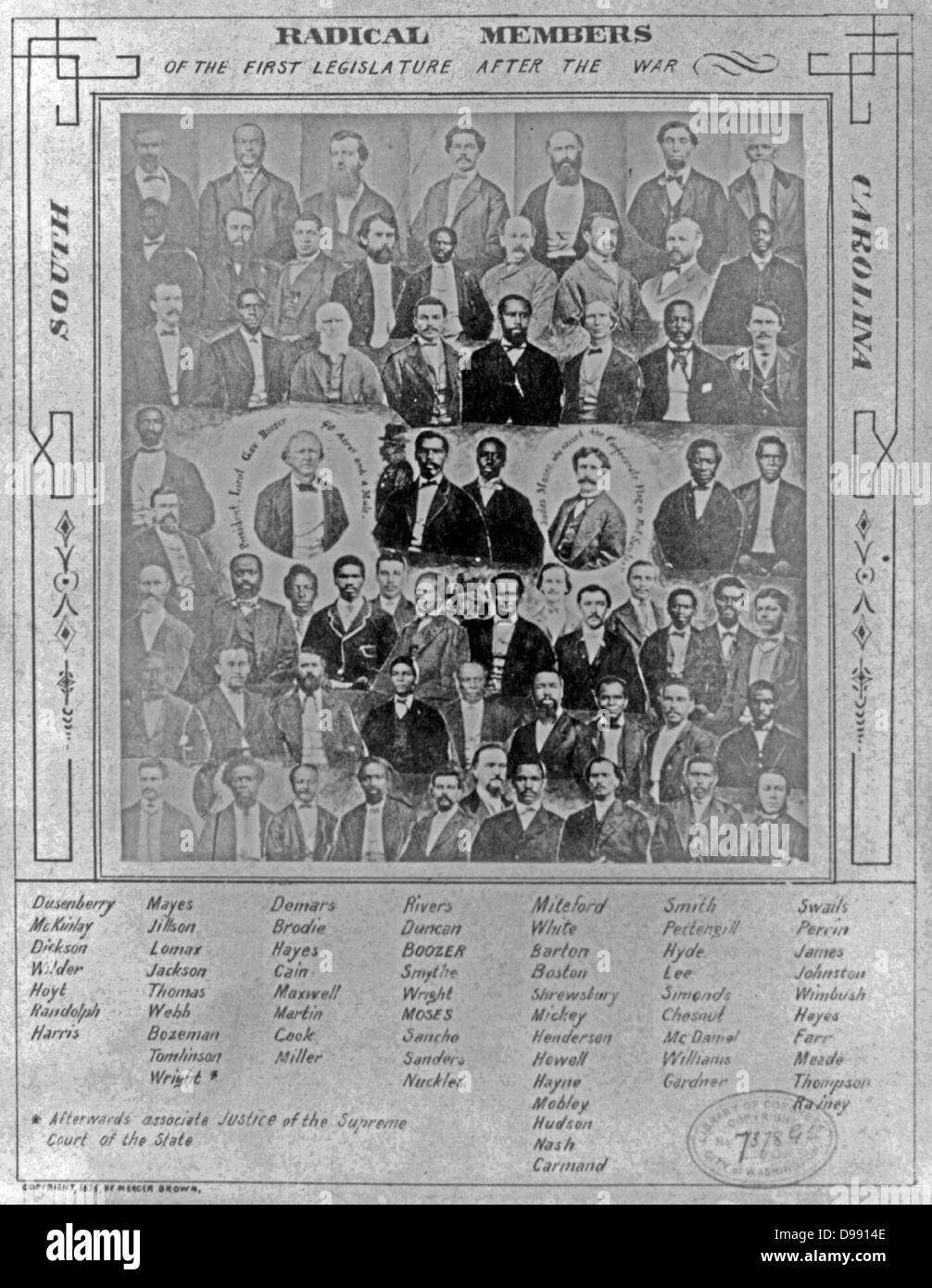 Photomontage of radical members of the first South Carolina legislature after the American Civil War. Each member is identified. Stock Photo