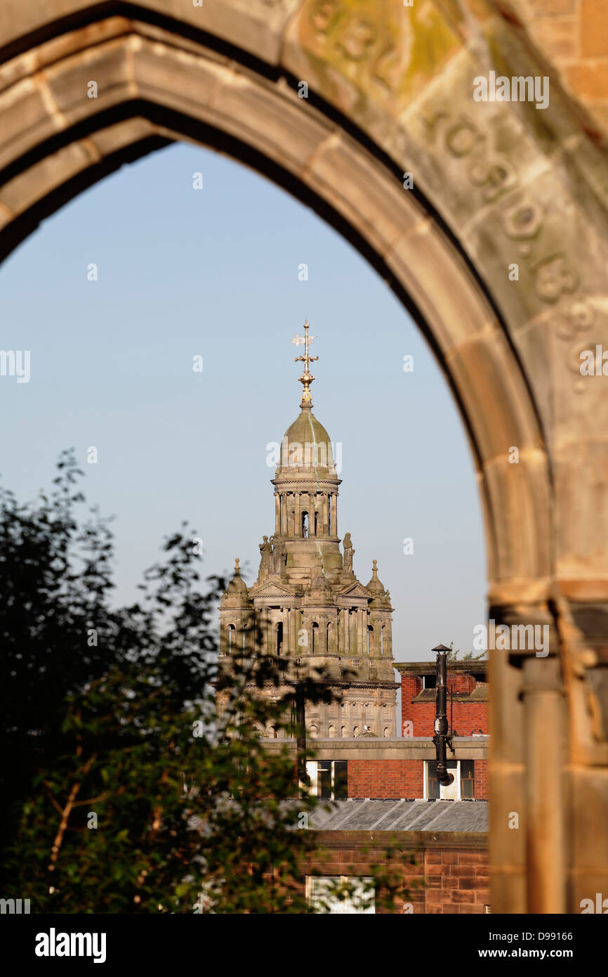 Glasgow City Chambers dome viewed through Rottenrow Arch in Glasgow, Scotland, UK Stock Photo