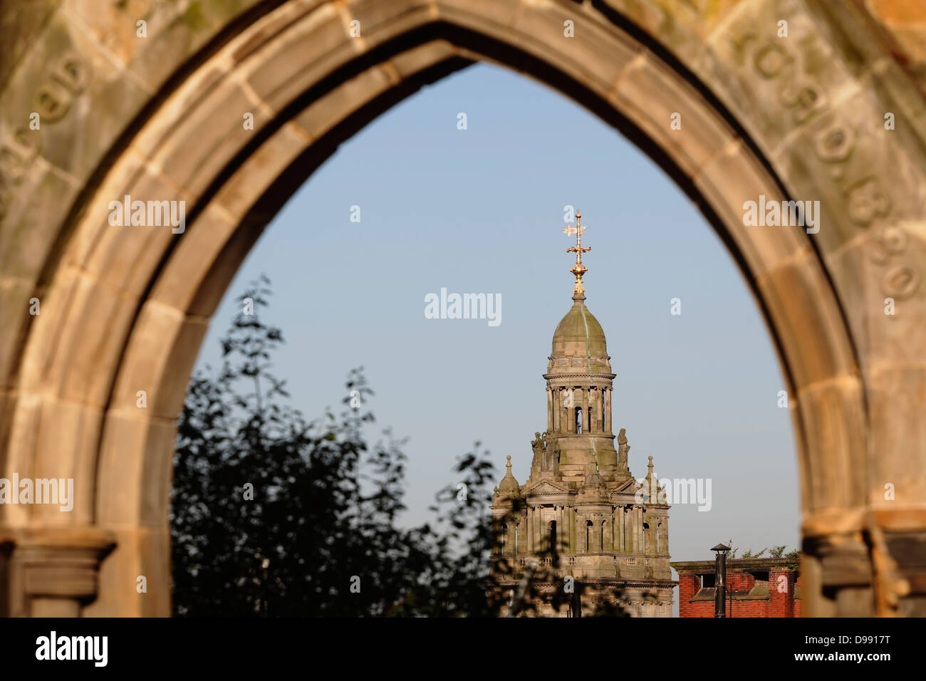 Glasgow City Chambers dome viewed through Rottenrow Arch in Glasgow, Scotland, UK Stock Photo