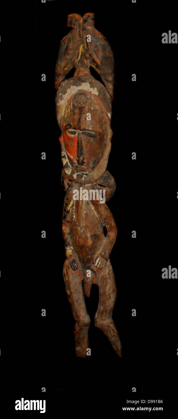 Ancestor figure, carved in wood from Papua New Guinea. 19th Century. The figure belongs to the Abelam Tribe. Stock Photo