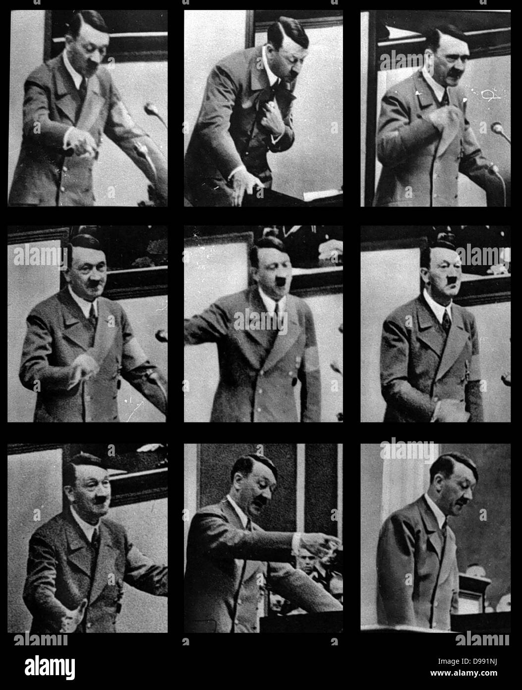 Hitler practicing for a public speech Stock Photo