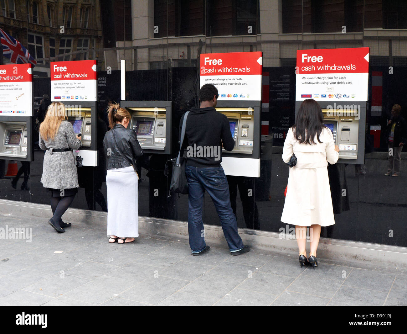 HSBC free cash machines in Liverpool UK Stock Photo