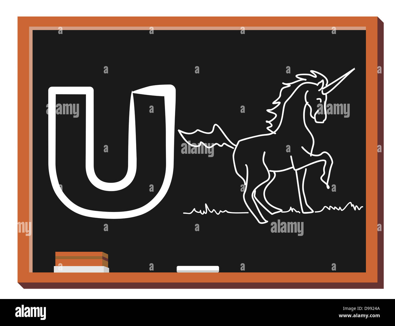 Illustration of alphabet letter U with a cute little Unicorn isolated ...
