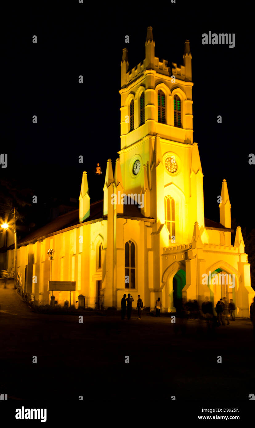 Christ Church at night, Shimla, Himachal Pradesh, India Stock Photo