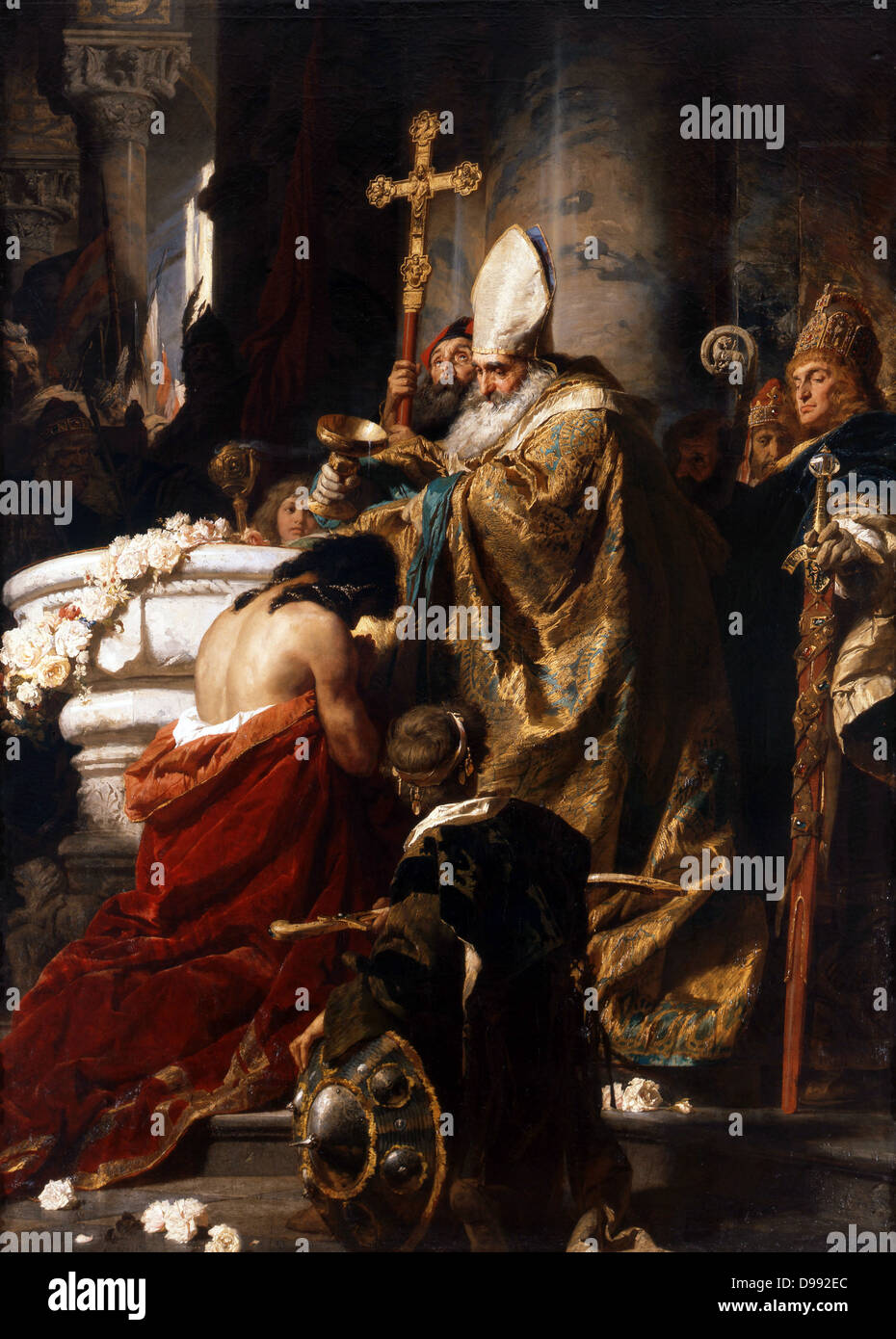 The Baptism of Vajk', 1875. Oil on canvas. Gyula Benczur (1844