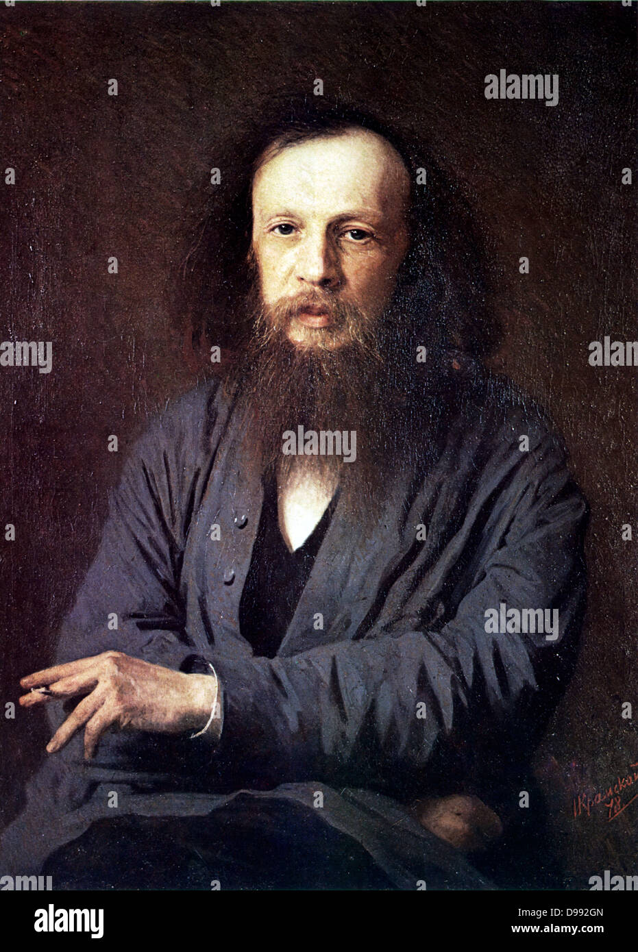 Dimitri Mendeleev (1834-1907), 1878. Oil on canvas. Ivan Kramskoi (1837-1887) Russian painter. Mendeleyev or Mendeleev, Russian chemist and creator of the periodic table of elements. Science Chemistry Stock Photo