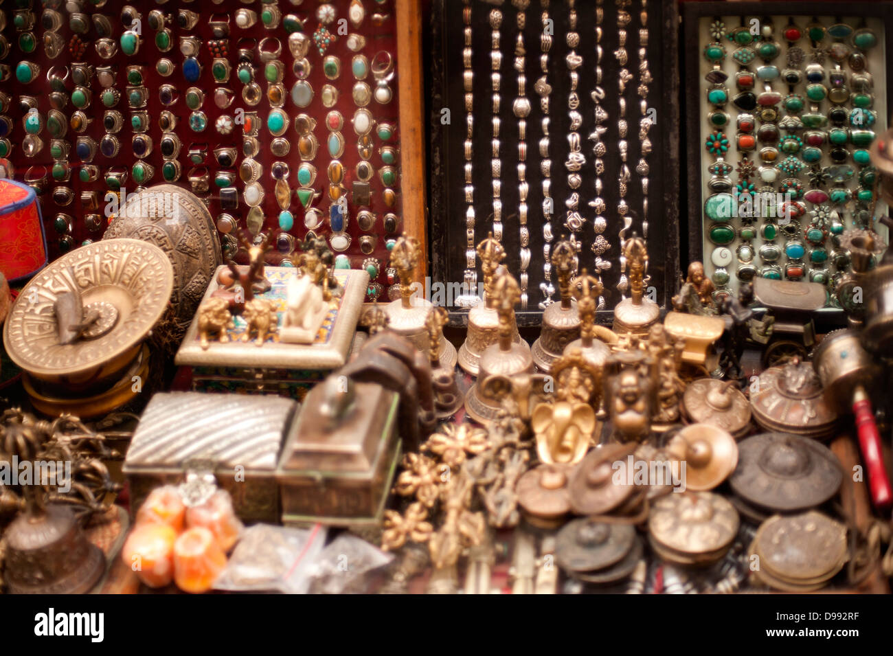 Craft products for sale at a souvenir shop, Tibetan Market, Delhi
