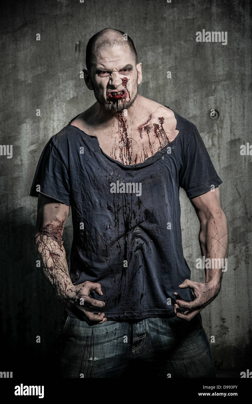 a scary and bloody zombie Stock Photo