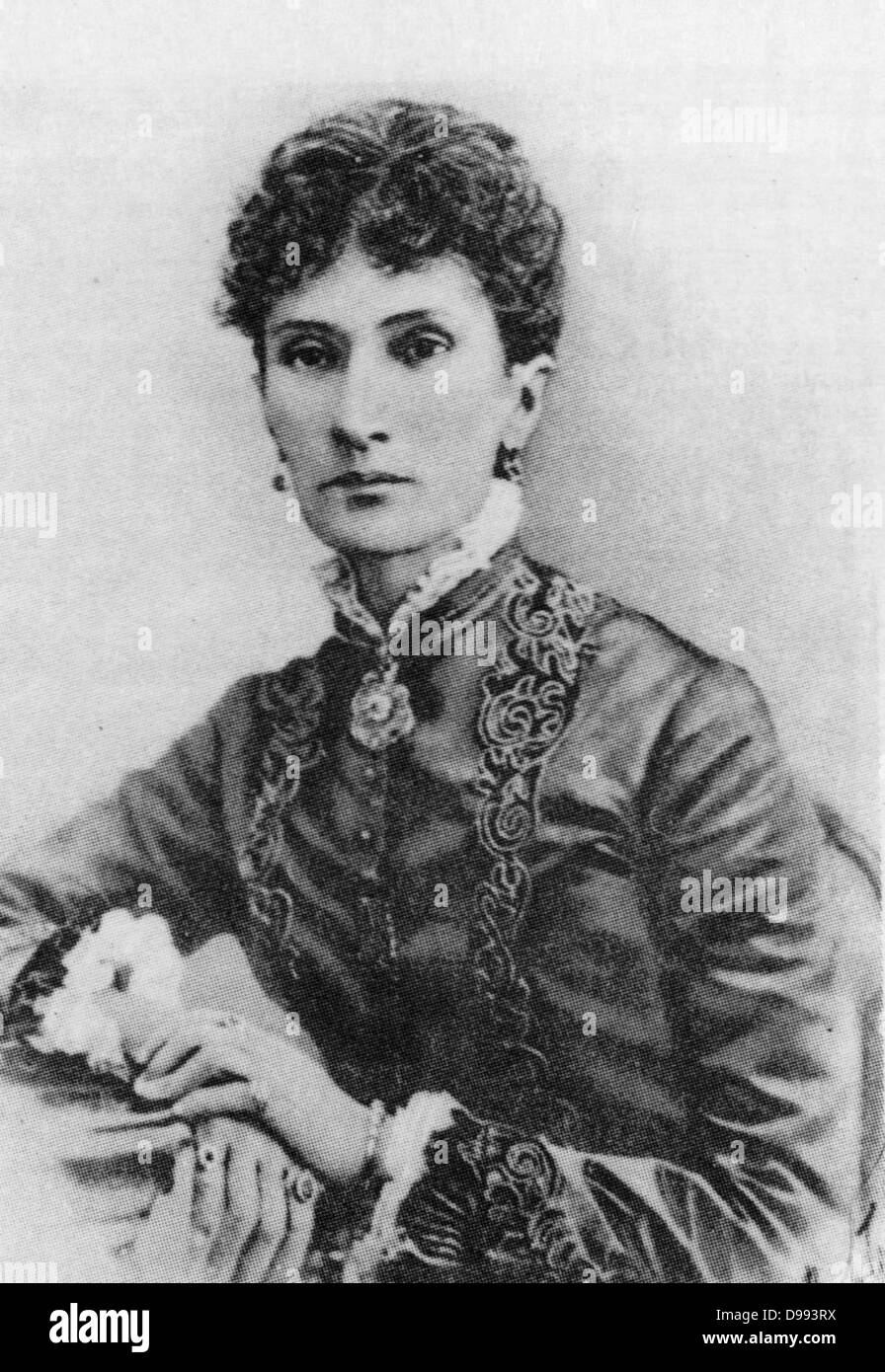 Nadezhda von Meck (1831 - 1894) Russian businesswoman, who is best known today for her artistic relationship with Pyotr Ilyich Tchaikovsky. She supported him financially for 13 years, enabling him to devote himself full-time to composition, but she stipu Stock Photo