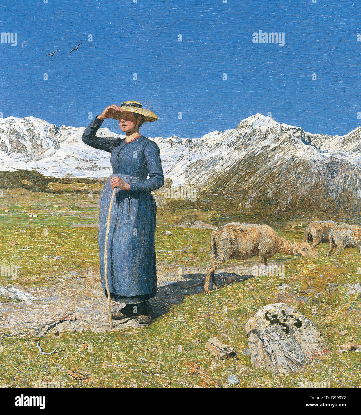 Giovanni Segantini (1858 - 1899), Italian painter. 'Mid day in the Alps' Stock Photo