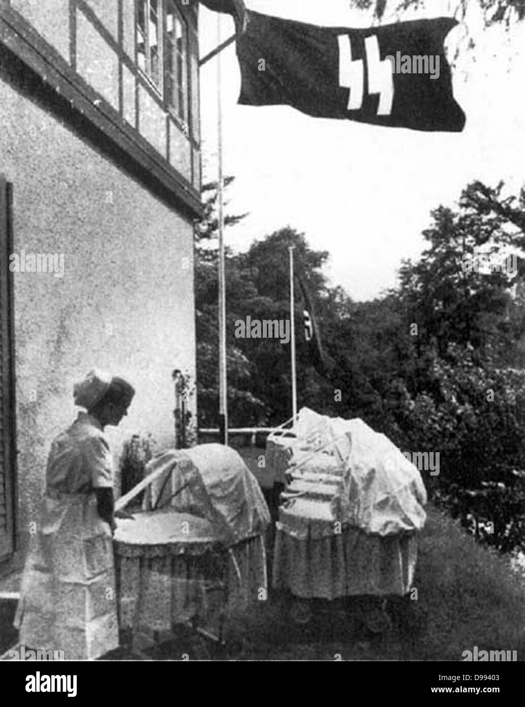 Lebensborn nursing home. Lebensborn (Fount of Life) was a Nazi organization set up by SS leader Heinrich Himmler, which provided maternity homes and financial assistance to the wives of SS members and to unmarried mothers. Set up in Germany in 1935, Leben Stock Photo