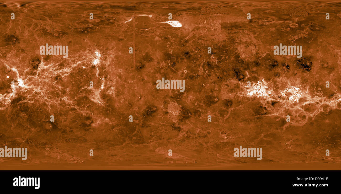 map of Venus constructed by overlaying three Magellan mosaics Stock Photo