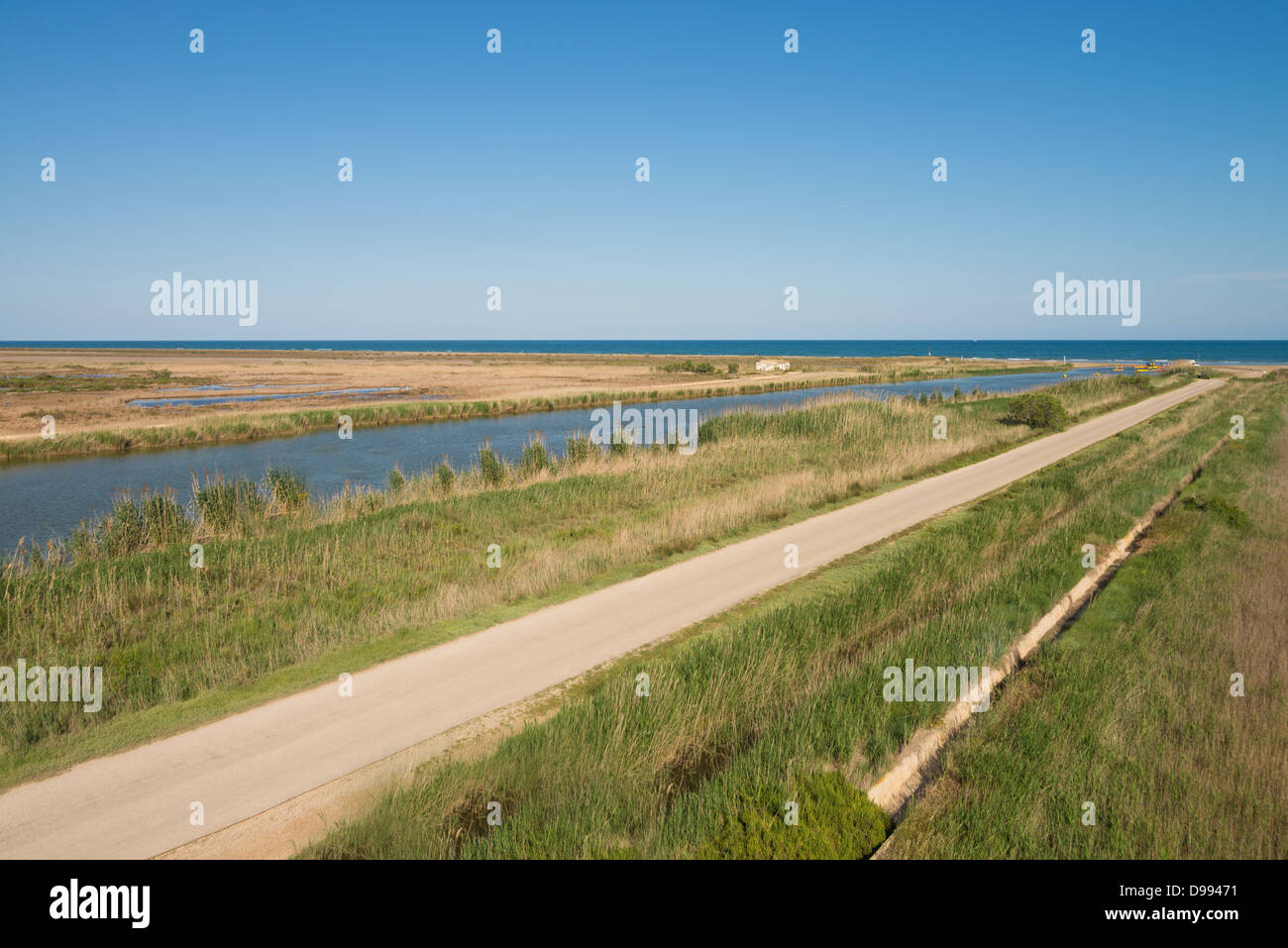 Mediterranean Rivers One of the many Ebro river arms flowing into the Mediterranean at its ...
