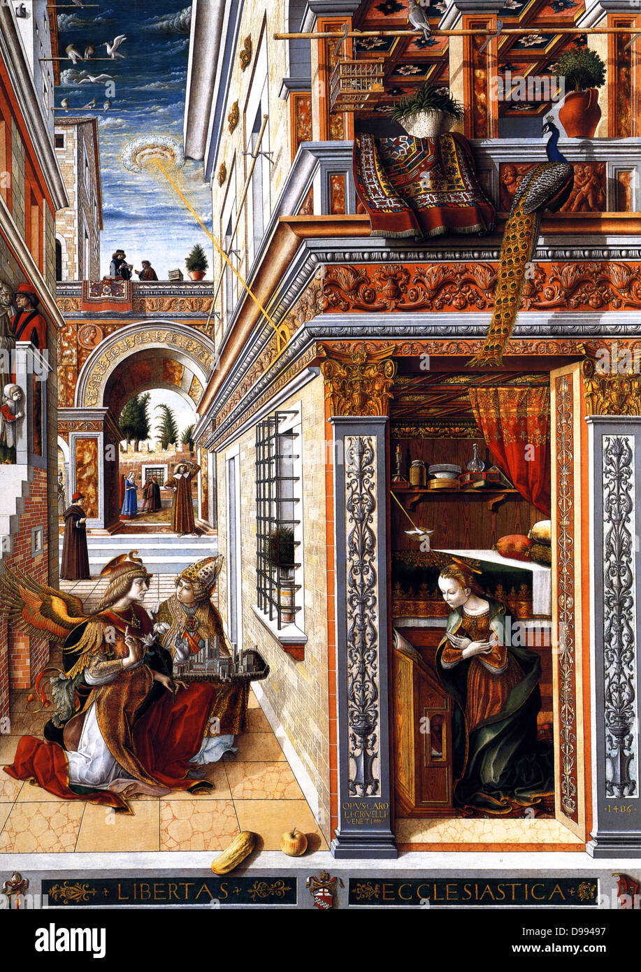The Annunciation, with Saint Emidius 1486, Carlo Crivelli Stock Photo