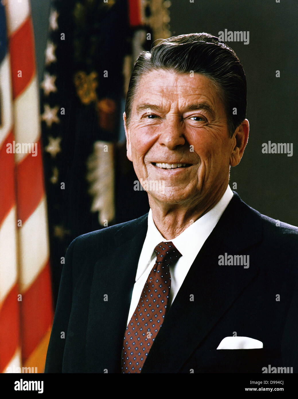 Official Portrait of President Ronald Reagan, 1981. Ronald Wilson Reagan (February 6, 1911 – June 5, 2004) was the 40th President of the United States (1981–1989) and the 33rd Governor of California (1967–1975). Stock Photo