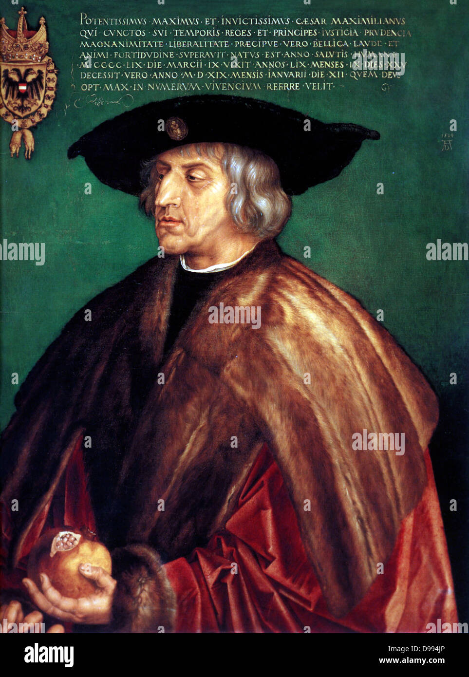 portrait of Maximilian I, Holy Roman Emperor, dated 1518, is by Albrecht Durer (1471 - 1528 Stock Photo