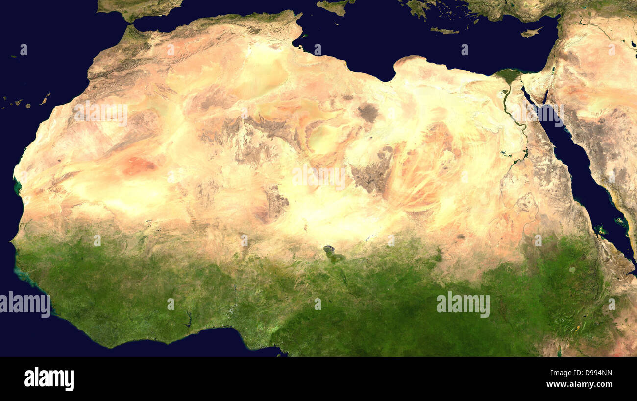 Sahara Desert (satellite image) Stock Photo