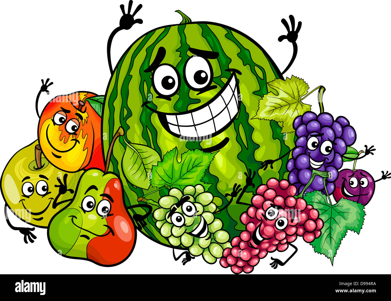 Cartoon Illustration of Funny Fruits Food Characters Group Stock Photo ...
