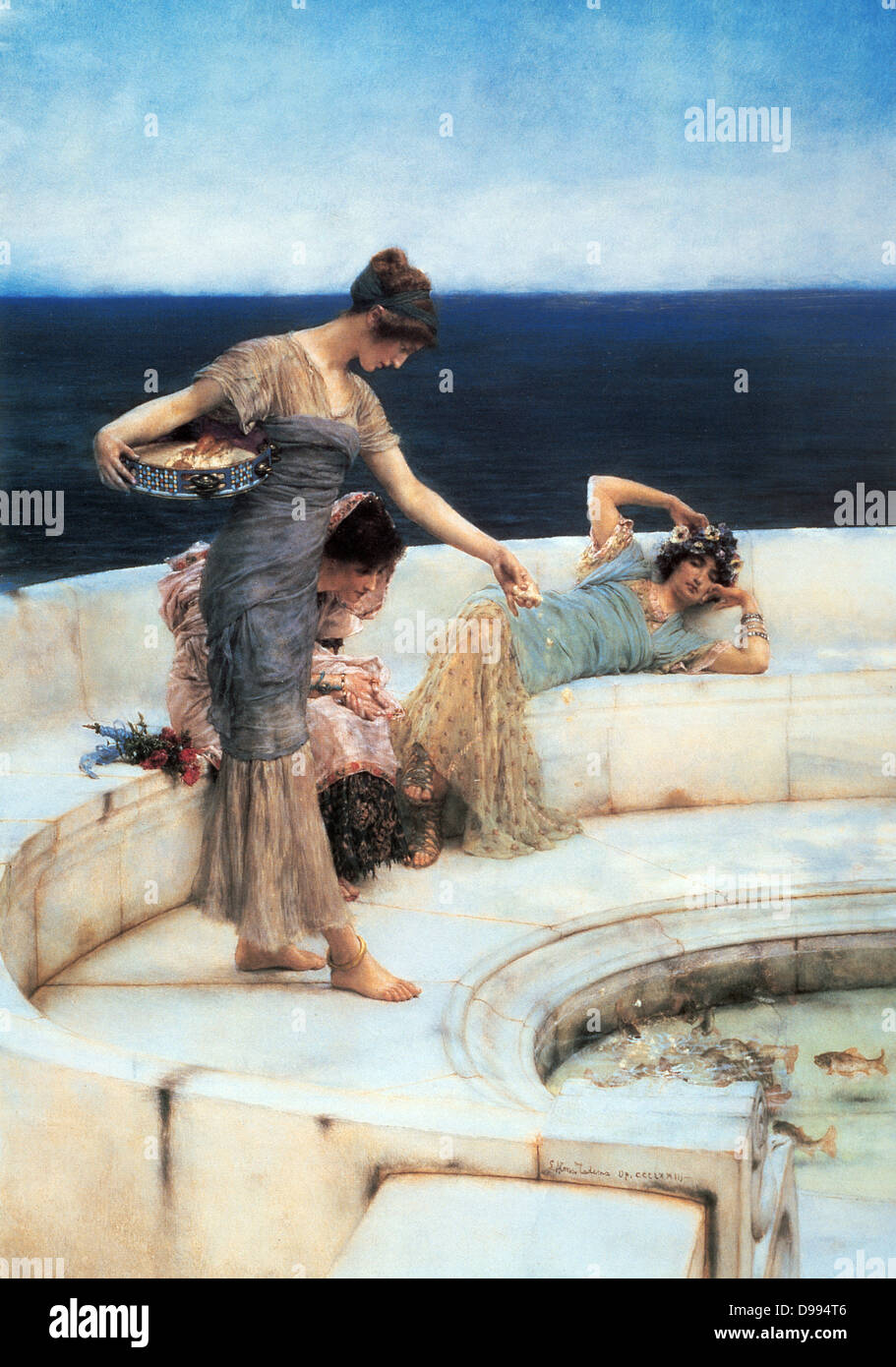 Sir Lawrence Alma-Tadema (1836-1912)Silver Favourites Oil on canvas 1903. Sir Lawrence Alma-Tadema(8 January 1836 – 25 June 1912) was one of the most renowned painters of late nineteenth-century Britain Stock Photo