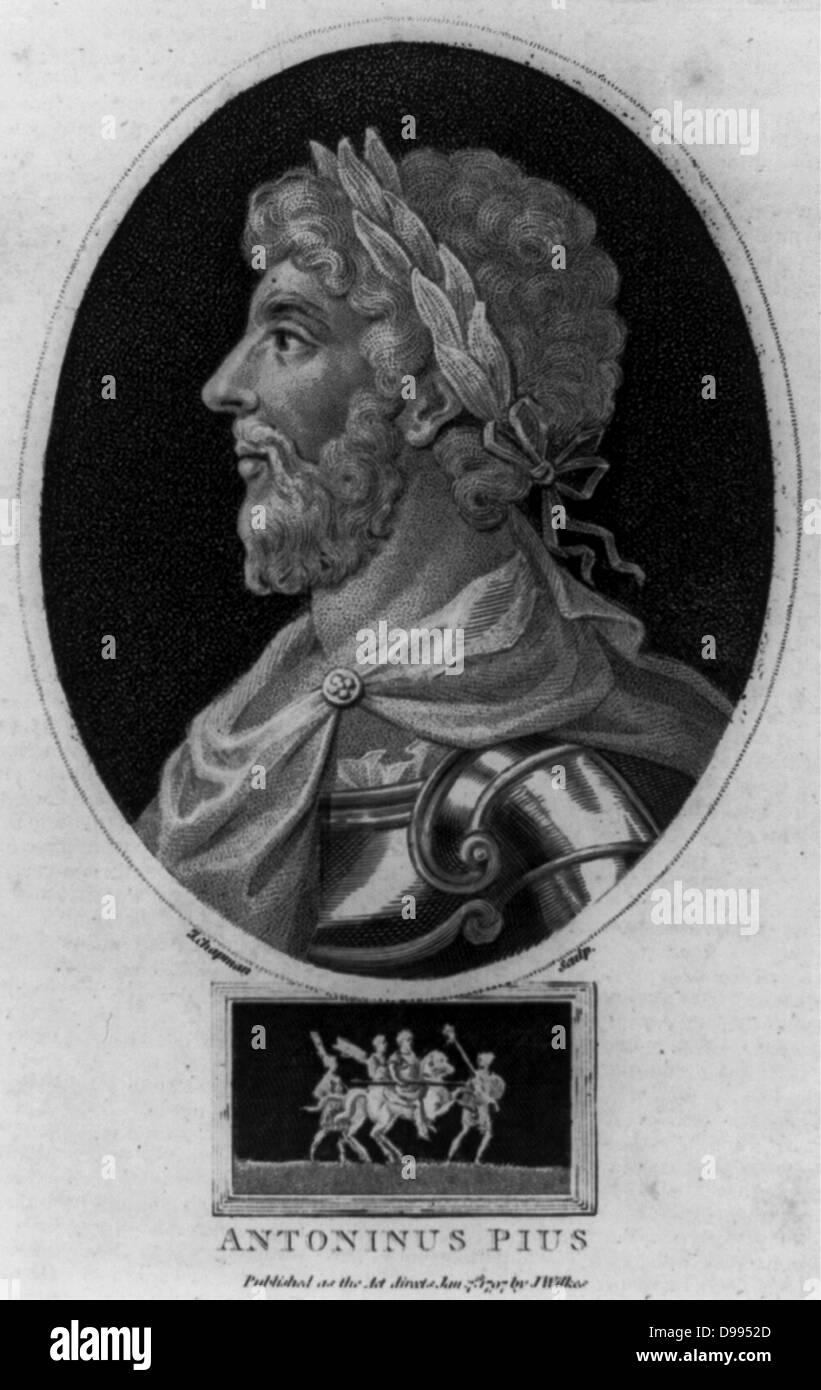 Antonius Pius, Emperor of Rome (86-161) 15th Roman Emperor 138-161, fourth of the Five Good Emperors. Engraving, London, c1810. Stock Photo
